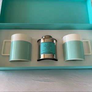 Tiffany & Co. 3 piece color block mug set and tea holder